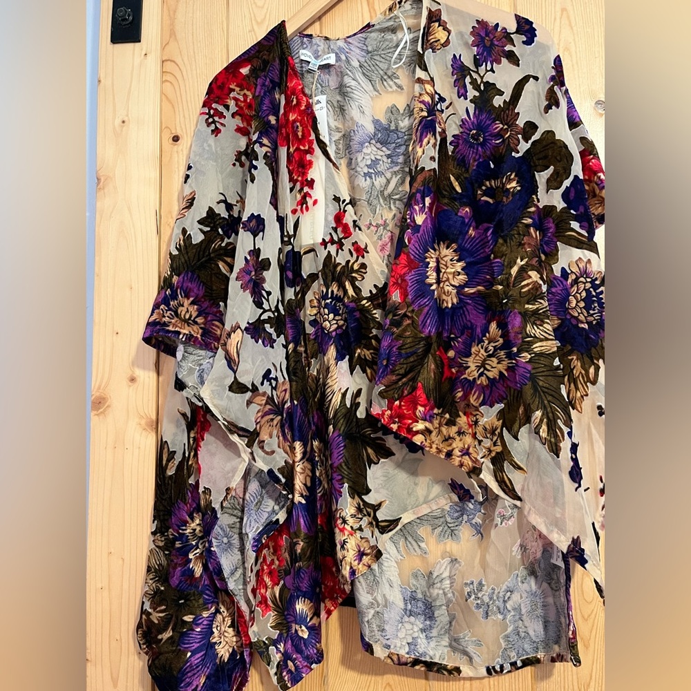 Boho cover up. Sheer with flocked velvet. New, never worn